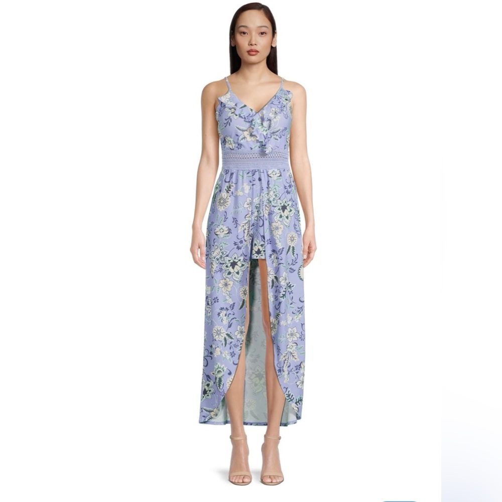 No Boundaries Blue Floral Maxi Dress